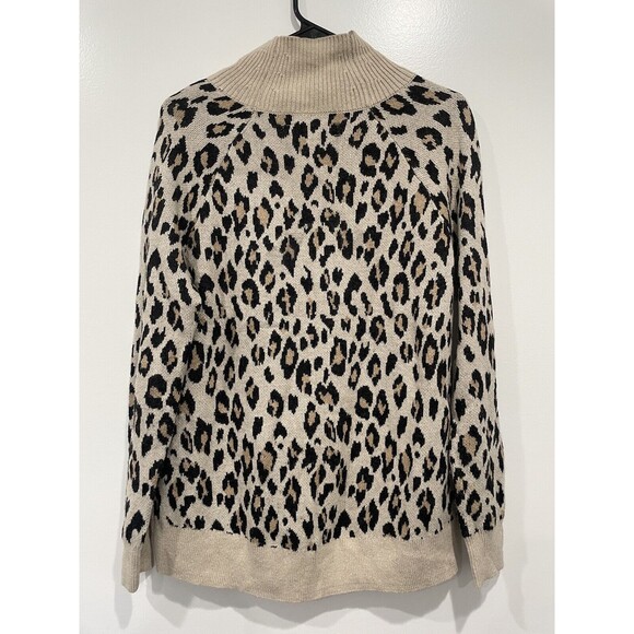 LOFT Womens Small Soft Leopard Print Turtle‎ Neck Italian Yarn - Picture 5 of 6